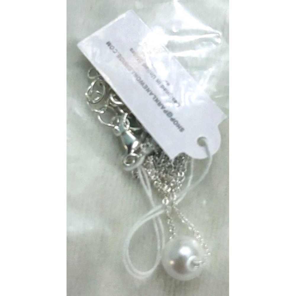 Park Lane Jewelry Silver Tone Faux Pearl Drop Necklace Minimalist NWT